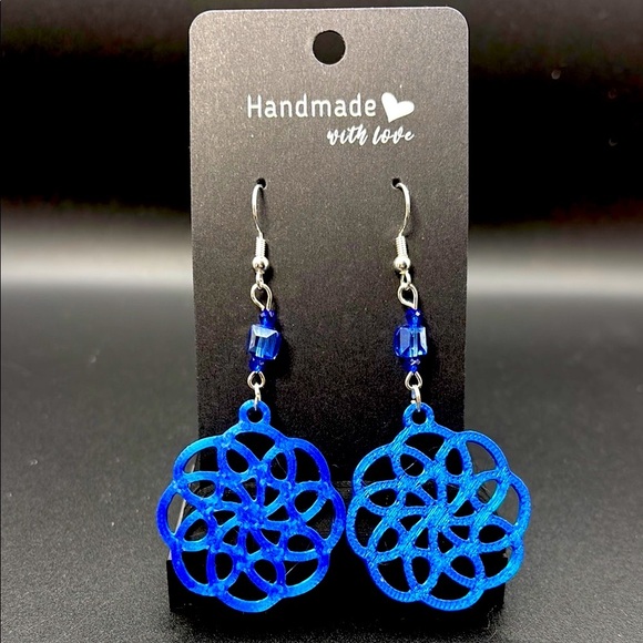 Handmade Blue Earrings - Picture 1 of 6